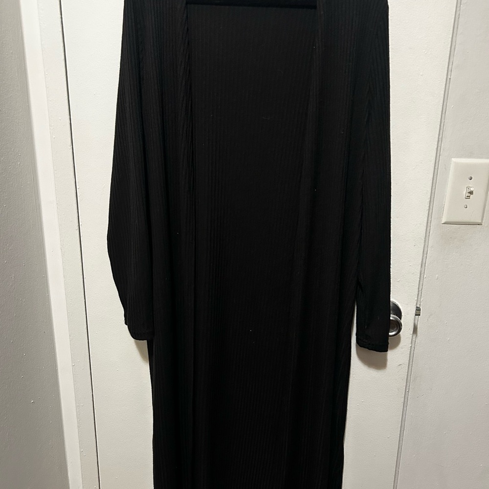 Elegant Black Long Cardigan